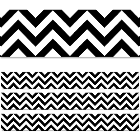 Creative Teaching Press Black Chevron EZ Border, Classroom Border Trim, PK72 10469